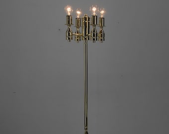 Vintage Brass Four-Light Floor Lamp, Mid-Century Modern Lighting