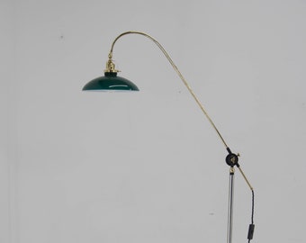 Mid Century 3 Head Floor Lamp / Black & Brass Gold Cones