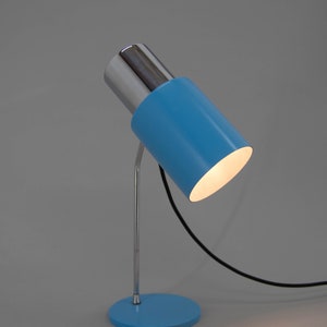 Mid-Century Blaue Tischlampe von Napako, 1970er Jahre / Vintage Tischlampe / Chrom Schreibtischlampe / Blau