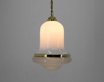 Art Nouveau Pendant, 1920's, Restored / Vintage Pendant Light / Milk Glass