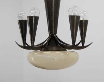 Rare Cubistic Chandelier by IAS, 1910s