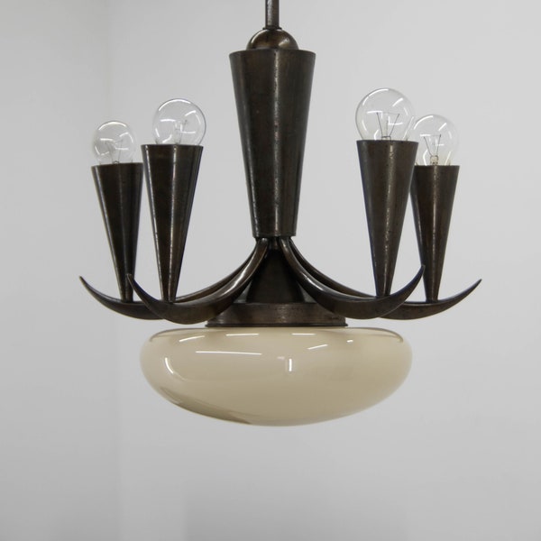 Rare Cubistic Chandelier by IAS, 1910s
