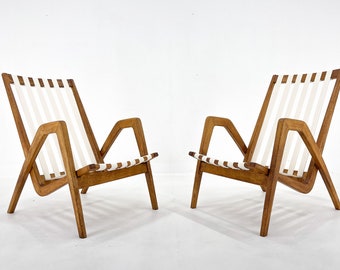 Vintage Jan Vaněk Oak Armchairs, Czechoslovakia, 1970s