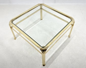 Mauro Lipparini Coffee Table, Brass & Glass, 1970's, Italy / Small Brass Table / Vintage Coffee Table / Square / Side Table