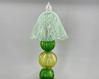 Italian Hand Made Murano Glass Mushroom Table Lamp / Rare Italian Design Lighting