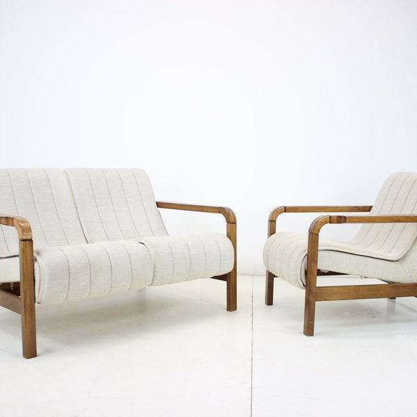 Ensemble de sièges du milieu du siècle, Tchécoslovaquie, années 1970 / Ensemble de sièges vintage / Couleur blanche / Meubles vintage