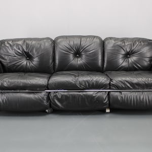 1970 Kurt Hvitsjö Rare “Hannibal” Black 3- Seater Sofa For Isku, Finland / Vintage Sofa / Black Colour / Mid-century /