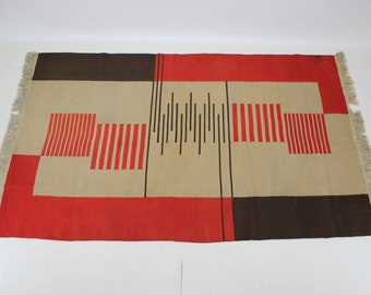 1940s Geometric Wool Rug/Carpet in the Style of Antonin Kybal, Czechosloakia