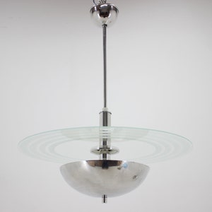 1930s Restored Art Deco Chandelier, Czechoslovakia / Vintage Chandelier / Mid-century /