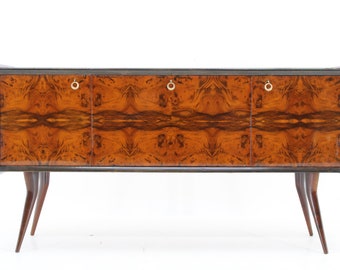 1950s Italian Sideboard with Walnut Veneer in High Gloss Finish