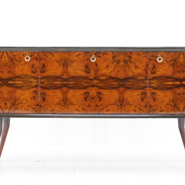 1950s Italian Sideboard with Walnut Veneer in High Gloss Finish