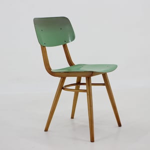 1970&#39;s Wood & Formica Chair, Czechoslovakia / Vintage Chair / Green