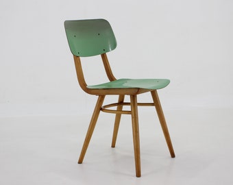 1970er Holz & Resopal Stuhl, Tschechoslowakei / Vintage Stuhl / Grün