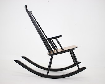 Chaise à bascule en hêtre Varjosen Puunjalostus des années 1960, Finlande