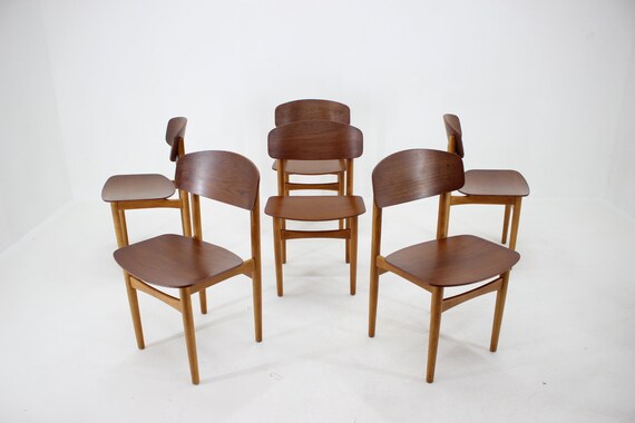Vintage Børge Mogensen Oak and Teak Dining Chairs, Set of 6