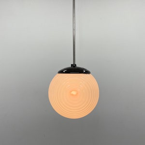 Mid Century Milk Glass & Bakelite Pendant / Milk Glass Ball Lampshade / Czechoslovakia
