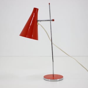 1960s Josef Hurka Red Desk Lamp, Czechoslovakia / Table lamp / Mid-century