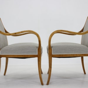 Coppia di poltrone Frits Henningsen in legno di betulla, Danimarca/poltrona vintage/metà secolo/ set di due/