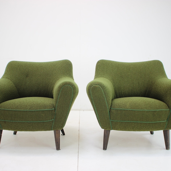 Pair of Club Armchairs, 1970s / Vintage Armchair / Green Colour /
