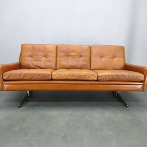 Danish Leather Sofa Svend Skipper Cognac Mid Century Modern 1960s
