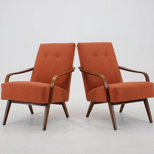 1960s Pair of Vintage Armchairs, Czechoslovakia / Vintage Chair / Red colour / Mid-century