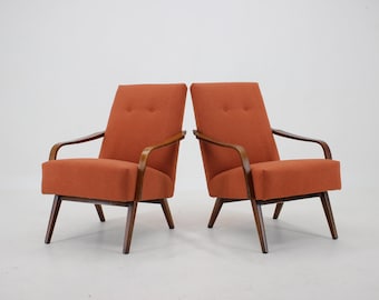 1960s Pair of Vintage Armchairs, Czechoslovakia / Vintage Chair / Red colour / Mid-century