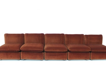 1970er Jahre Baukastensystem, Italien / Mid-Century / Braune Stühle / Vintage Sofa /