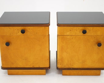 1950s Pair of Bedside Tables, Czechoslovakia / Vintage Table / Mid-century / Brown Colour /