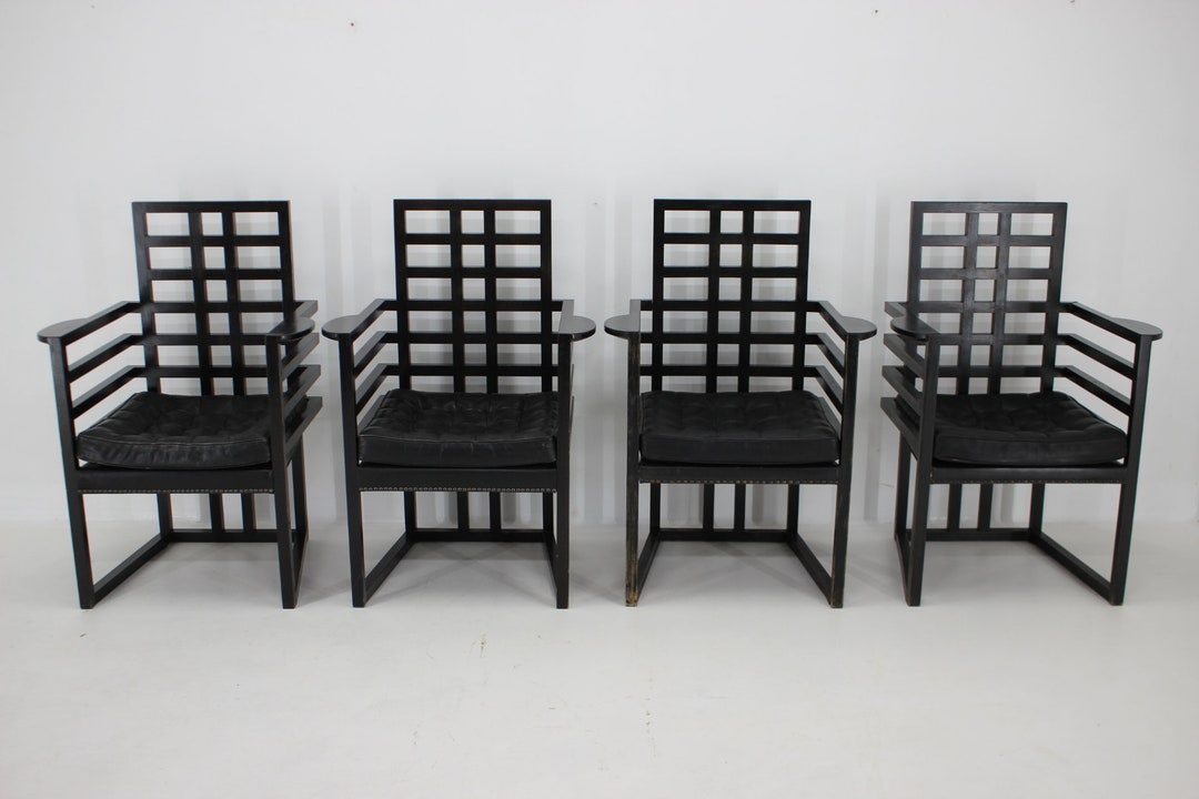 Set of Four Josef Hoffmann Armloffel Chairs Made by Wittmann