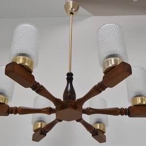 Mid Century Holz Kronleuchter von Inva Litomerice, 1970er Jahre.