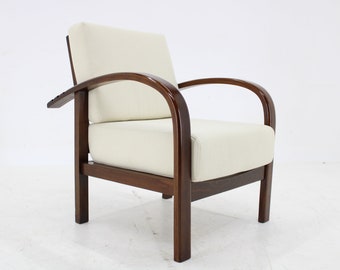 1930s Restored Art Deco Adjustable Armchair by Fishel ,Czechoslovakia / Mid-century / Vintage Armchair / White Colour /