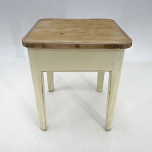 1950&#39;s Wooden Stool with Storage Space / Vintage Stool / Original Paint / Patina