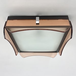 Mid-century Italian Smoked Glass Flush Mount by VECA, Labeled