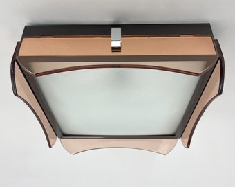 Mid-century Italian Smoked Glass Flush Mount by VECA, Labeled