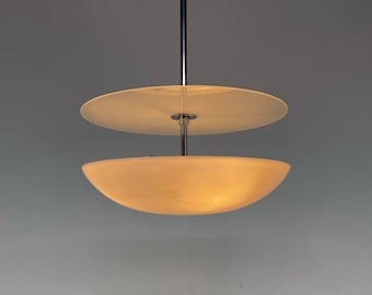 Functionalist/Bauhaus Chrome &Glass Chandelier