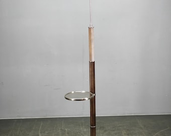 Lampada da terra Art Déco regolabile, ceca, in cromo, legno e vetro, anni '30