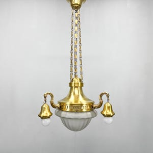 Art Noveau Brass Chandelier, Restored, Germany, 1920&#39;s