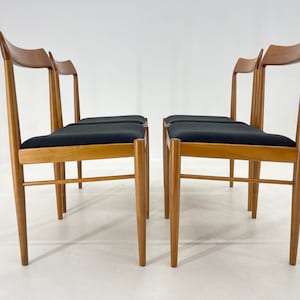 デンマーク製ダイニングチェア 4脚セット、1960年代 / ヴィンテージダイニングチェア 4脚 / 木製＆ブラックファブリック