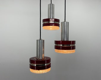 1960's Italian Cascade Metal & Glass Pendant / Vintage Chandelier / Cascade Pendant Light / Italian Lighting