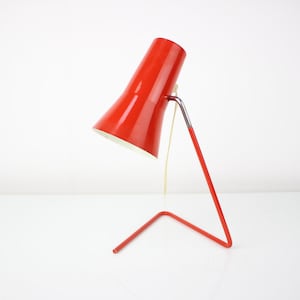 Red Table Lamp with Adjustable Shade by Hurka for Drupol, 1960s / Vintage Lamp / Mid-century