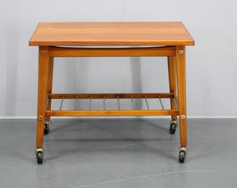 1960s Teak Side Table on Wheels, Denmark