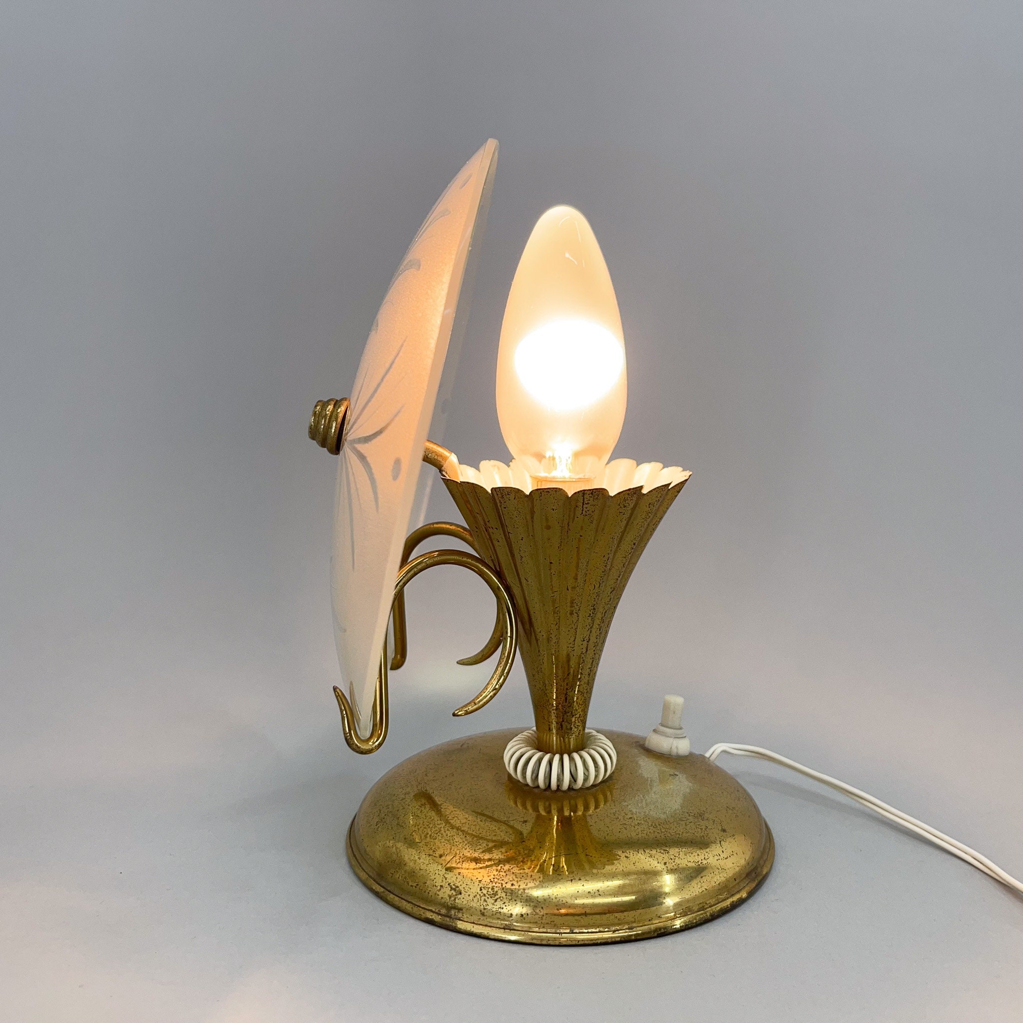 1940s Unique Small Table Lamp from Italy / Cut Glass / Italian Vintage Table Lamp / Rare Table Lamp