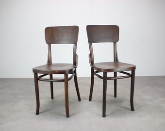 Set of 2 Thonet Bentwood Chairs 1920s Czechoslovakia Art Nouveau Vintage Seating
