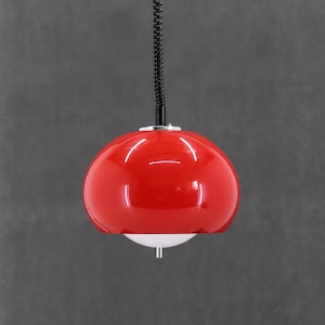 1970s Harvey Guzzini Red Pendant Light for Meblo, Italy