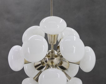 1970s Chrome Plated 12-Flamming  Chandelier by Sputnik , Czechoslovakia / Mid-century / V