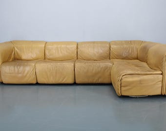 1970s Wittmann Hochbaret leather Modular Sofa, Austria