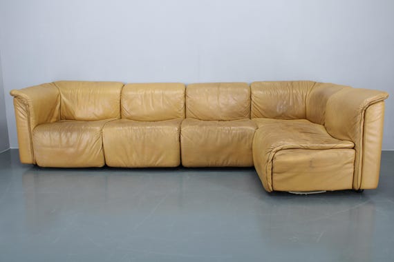 1970s Wittmann Hochbaret leather Modular Sofa, Austria