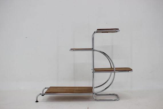 1930s Bauhaus Flower Stand, Czechoslovakia / Vintage Stand / Brown Colour / Cherry Wood /
