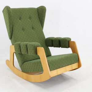 1970s Large Rare Brutalist Rocking Chair, Czechoslovakia / Mid-century / Vintage Chair