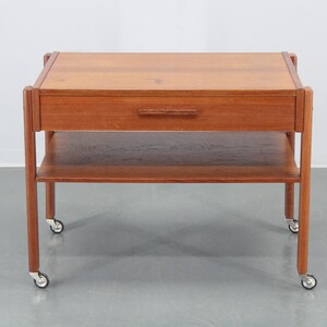 1960s Danish Teak Sewing Cart or Side Table